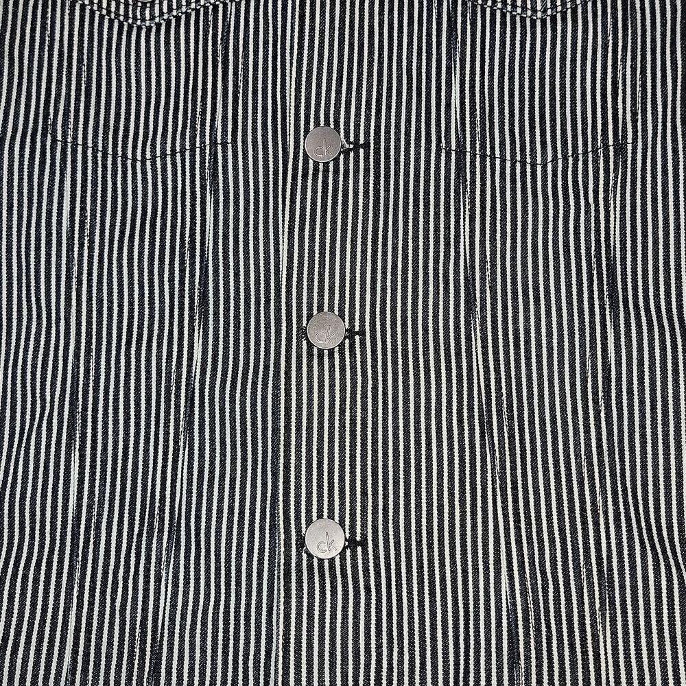 Calvin Klein Clean Line Trucker Teddy Stripe Engineer Denim Jacket NWOT Size M - Picture 7 of 10